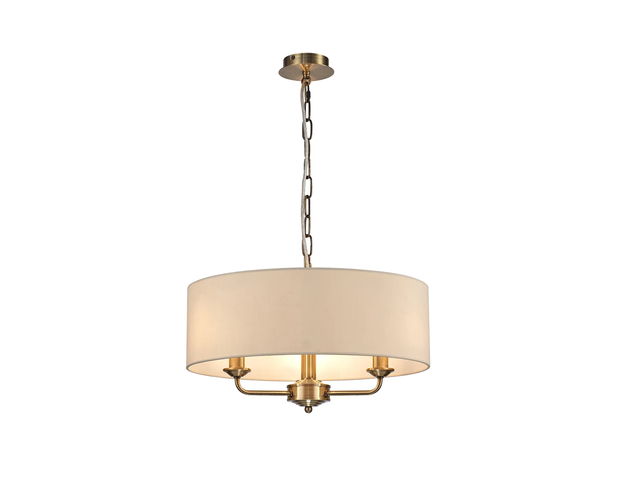 Banyan 45cm 3 Light Pendant Antique Brass; Ivory Pearl